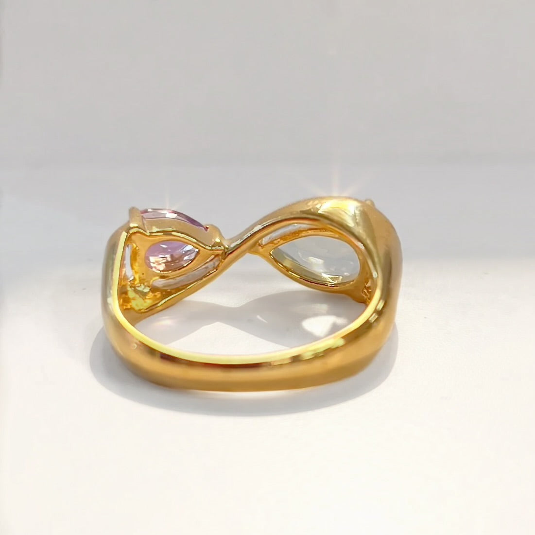 Aqua & Lilac Gold Infinity 'Toi et Moi' Ring | Size L | Unique & Co.