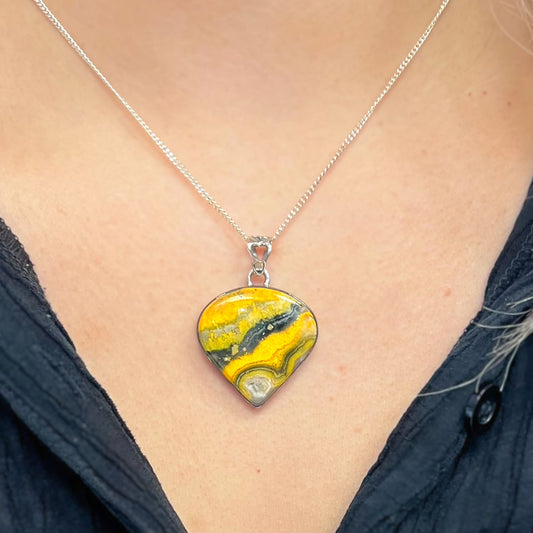RARE Sterling Silver Bumble-bee Jasper Necklace
