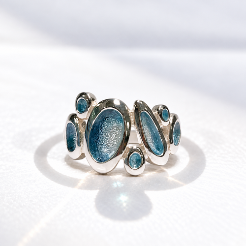 'Shoreline Pebble' Enamel Sterling Silver Dress Ring | Size K | Sheila Fleet