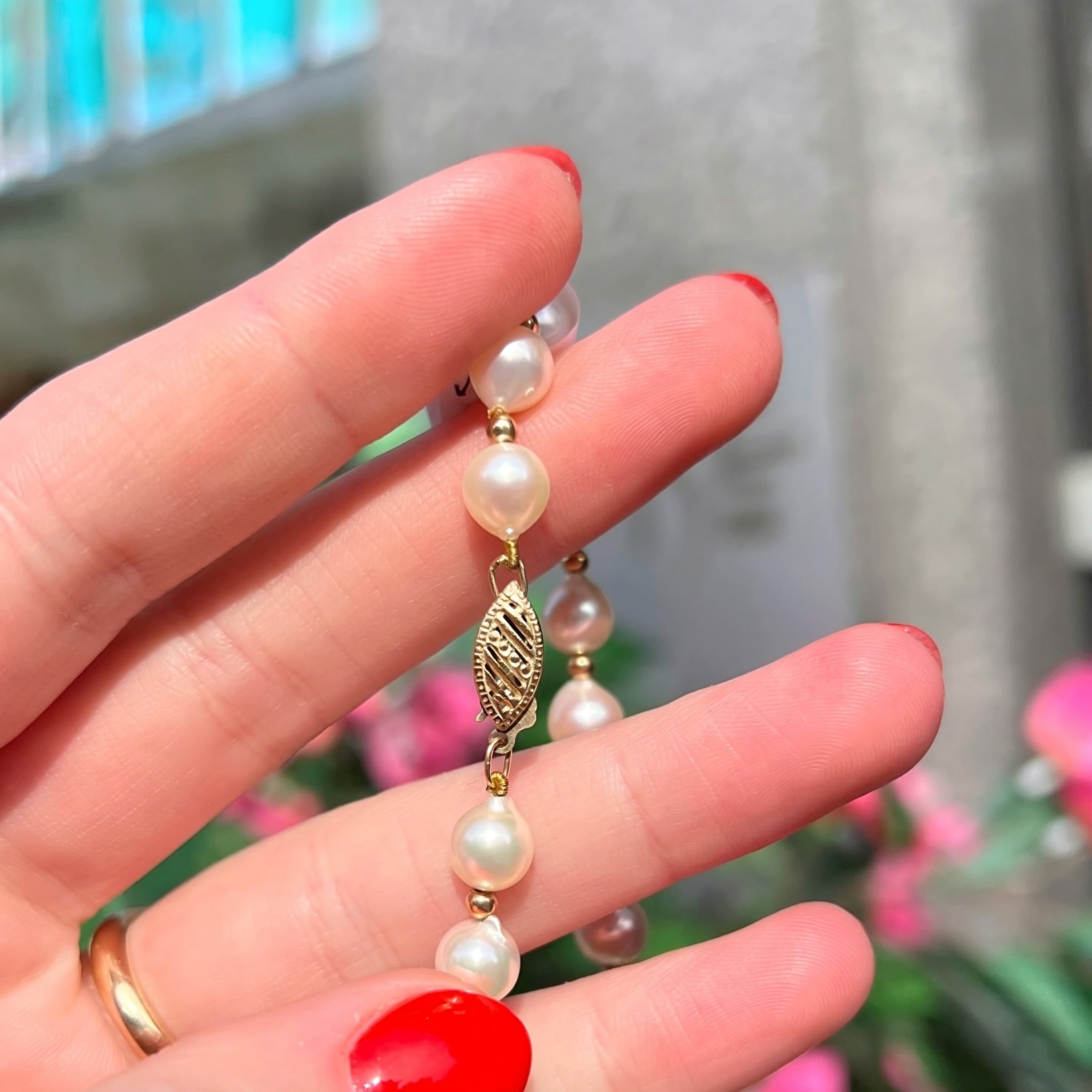 Vintage Pearl 9ct Yellow Gold Beaded Necklace
