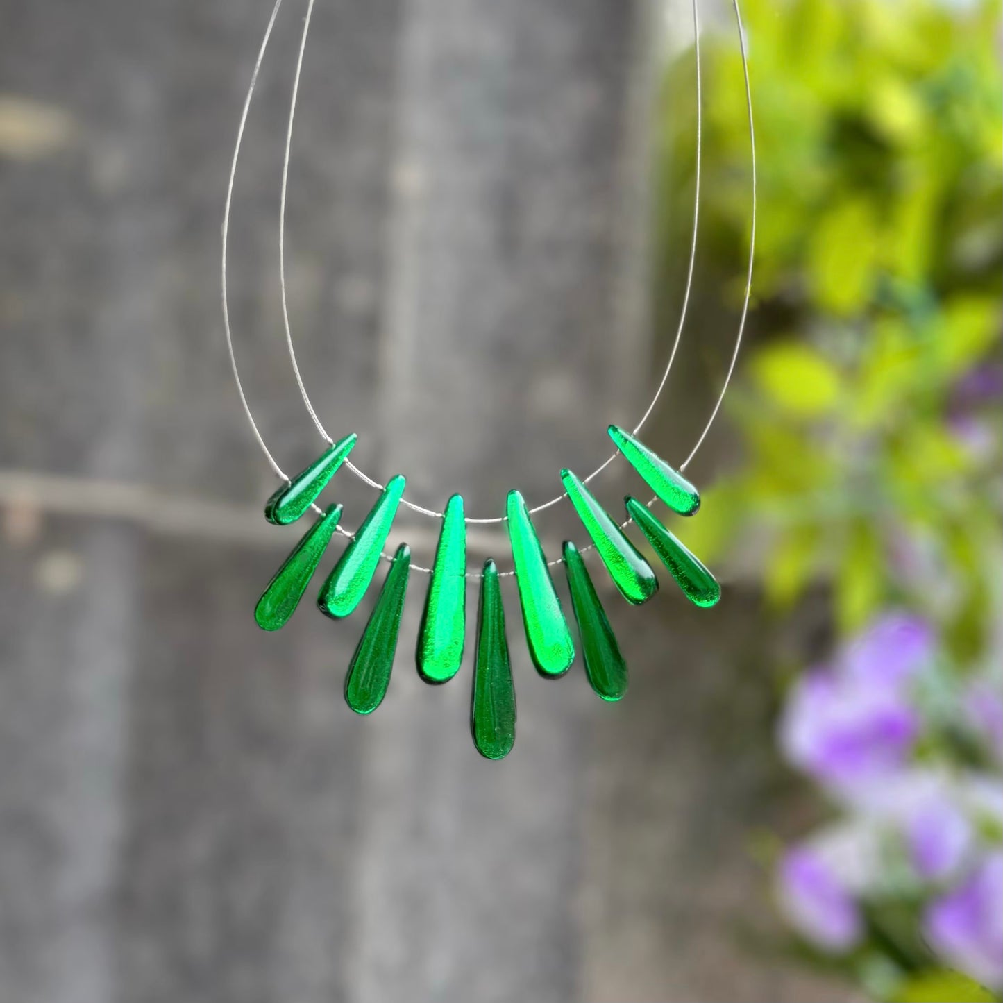 ‘Watch This Space’ Green Teardrop Necklace