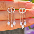 Freshwater Pearl & Cubic Zirconia Halo Sterling Silver Stud Earrings