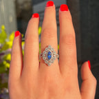 'The Victoria' Marquise Tanzanite and Diamond 18ct White Gold Ring | Size O