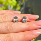 Sage Green Amethyst Sterling Silver Oval Stud Earrings