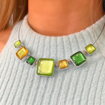 Pre-Order | Green and Yellow Square Necklace | Watch This Space