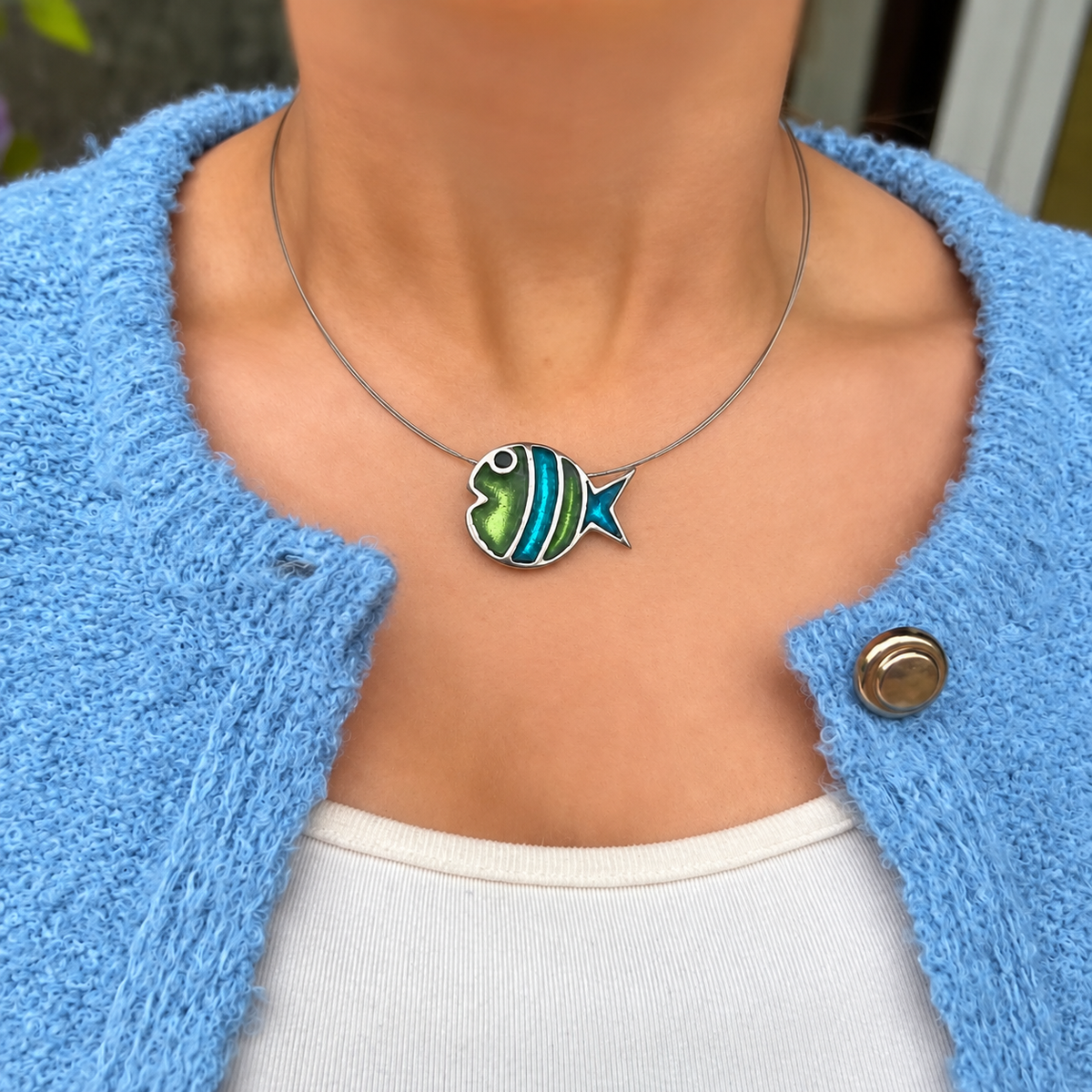 Neptune Stripe Bubble Fish Necklace | Watch This Space