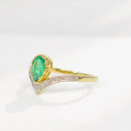 'The Ariel' Emerald and Diamond 9ct Yellow Gold Wishbone Ring | Size N ½