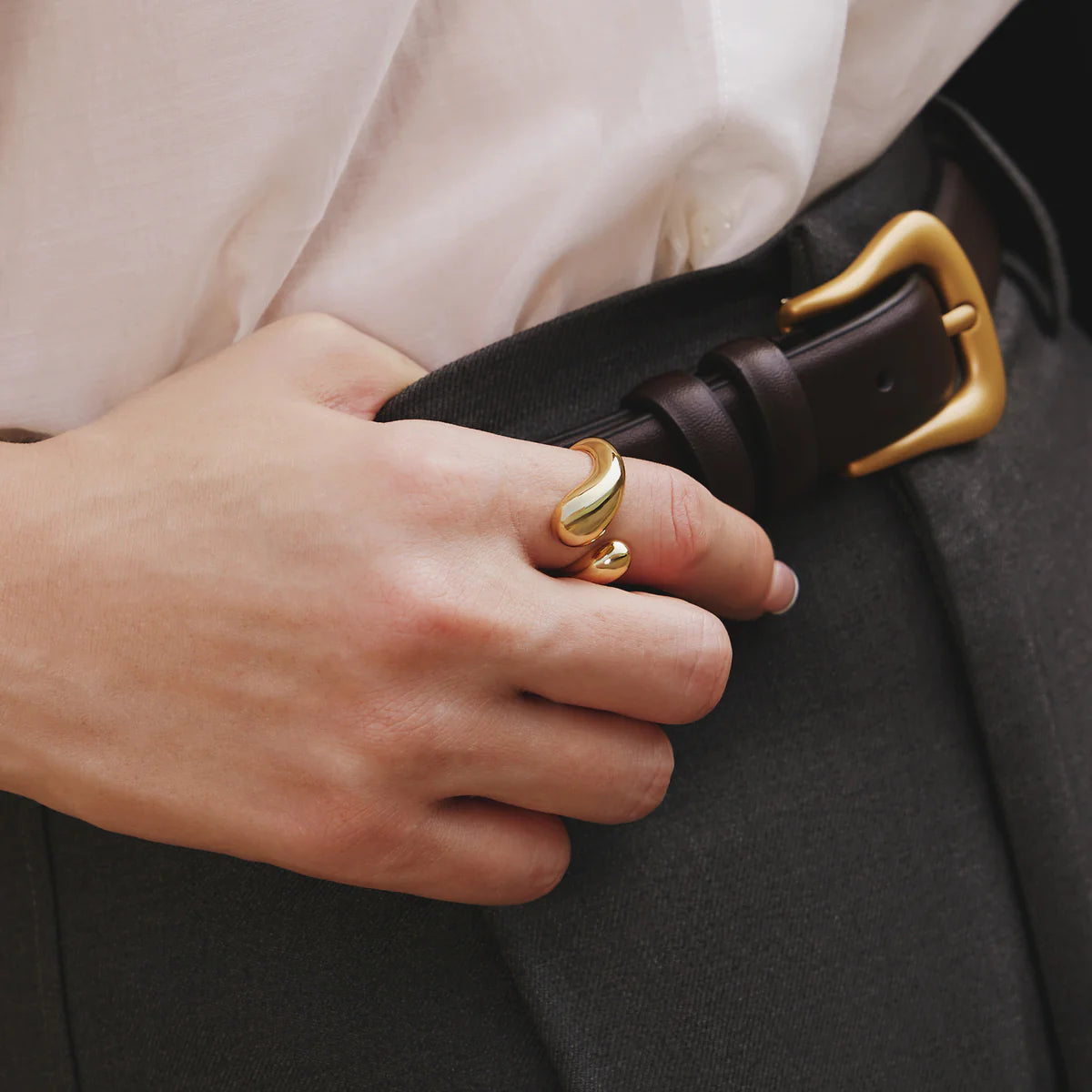 Ania Hae Gold Sculptural Crossover Ring