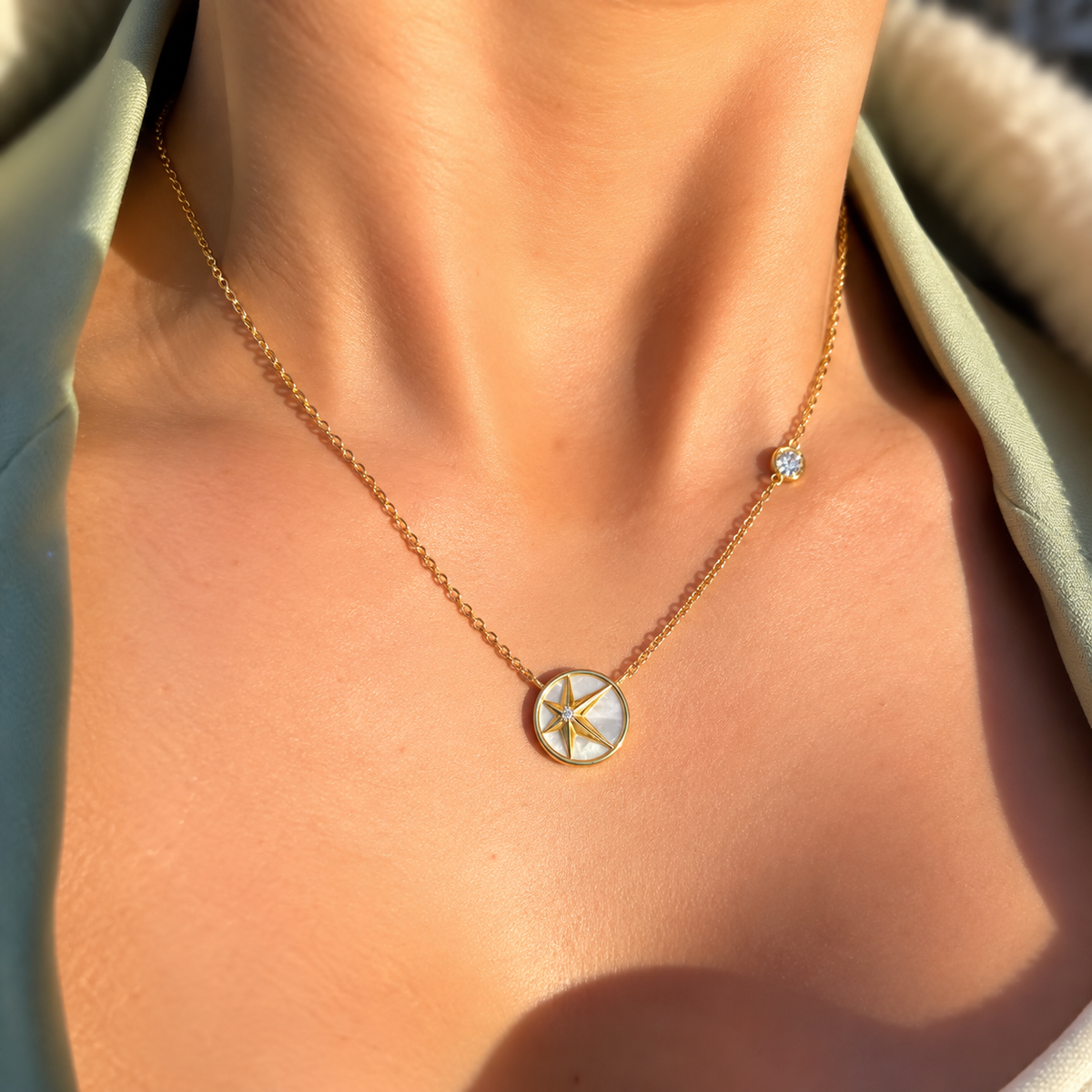 Modern Star Mother of Pearl Gold on Silver Necklace | Ania Haie
