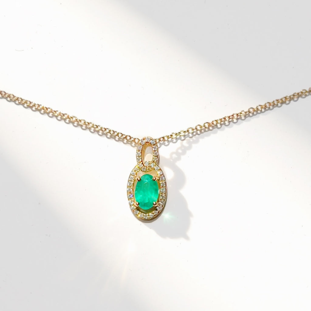 Emerald and Diamond 9ct Yellow Gold Necklace