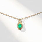 Emerald and Diamond 9ct Yellow Gold Necklace