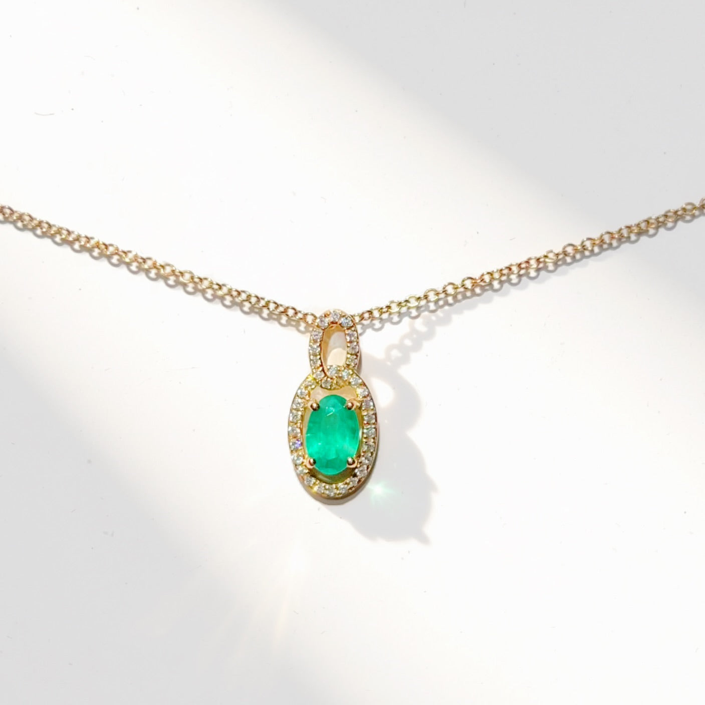 Emerald and Diamond 9ct Yellow Gold Necklace