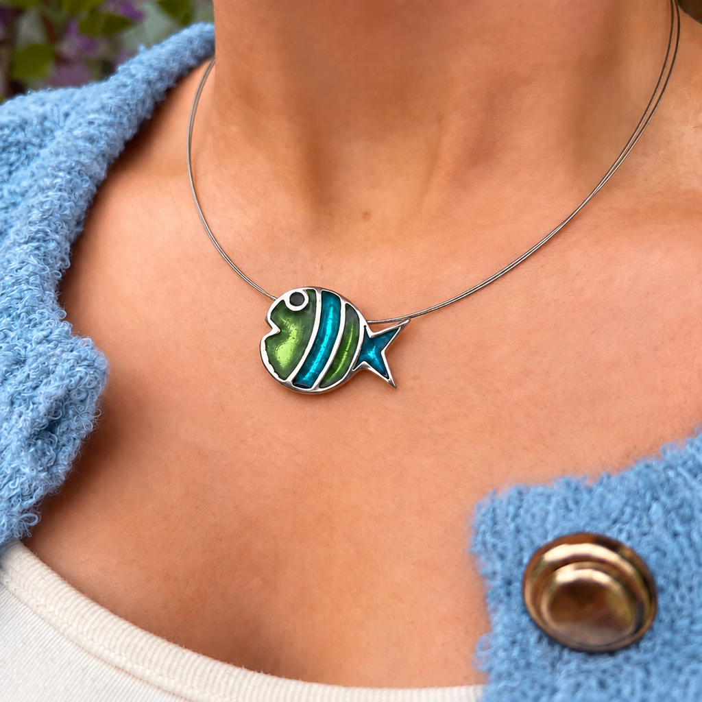Neptune Stripe Bubble Fish Necklace | Watch This Space
