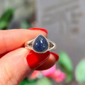 Blue Sapphire Sterling Silver Pear Cut Ring | Size P
