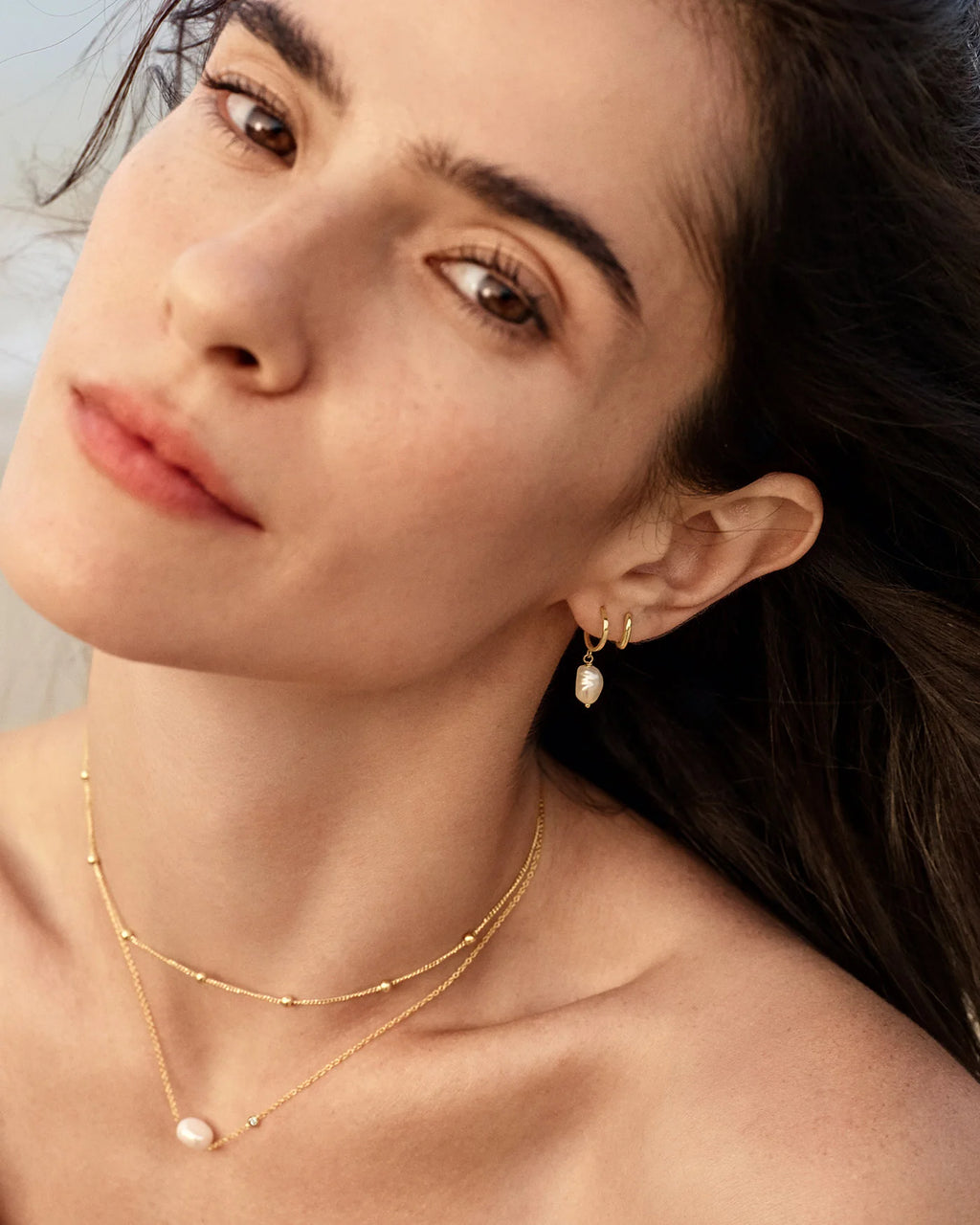Mini Pearl Gold Hoop Earrings | Ania Haie