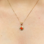 Rare Small Coral Disc 9ct Yellow Gold Necklace