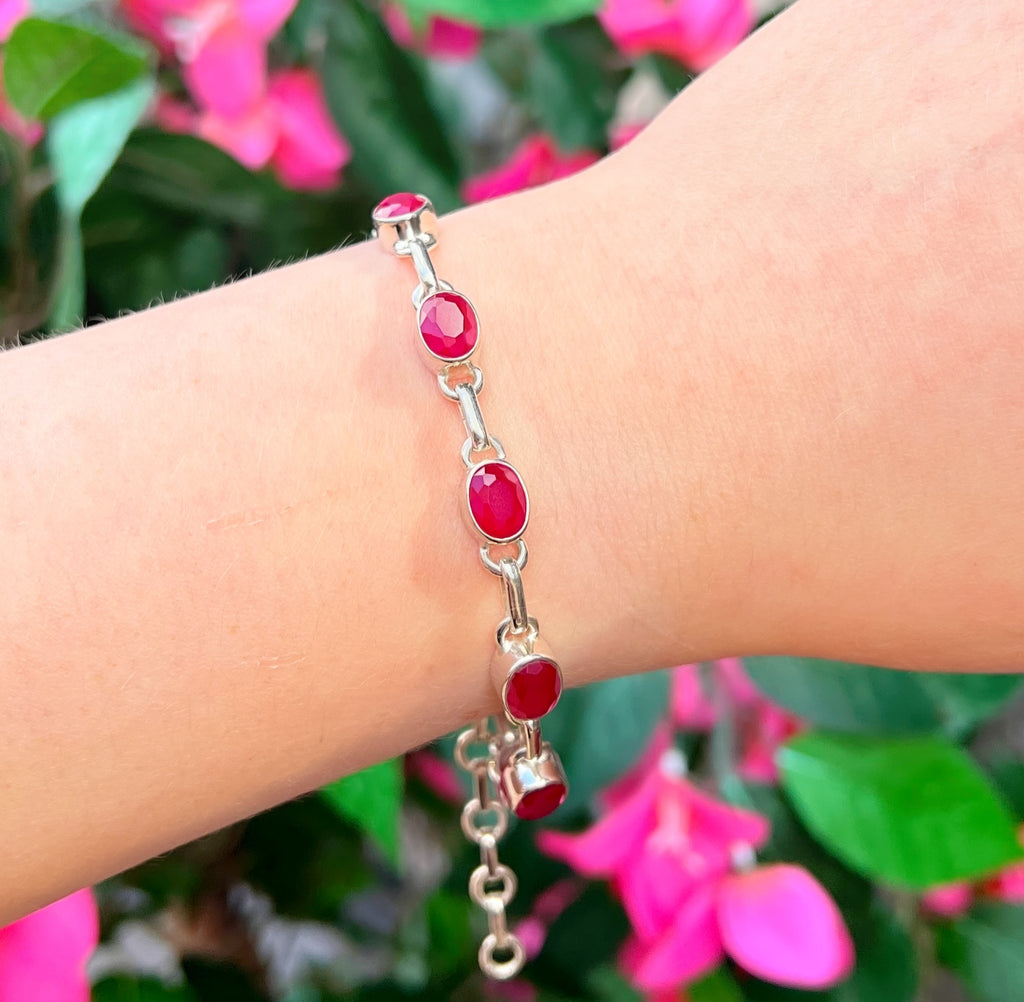 Ruby Sterling Silver Bracelet
