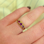 Antique Graduated Almandine Garnet 15ct Yellow Gold Five Stone Ring | Size J
