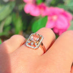 Art Deco Inspired Morganite and Diamond 9ct Rose Gold Ring | Size N ½