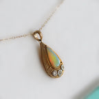 Art Deco Inspired Opal and Diamond 9ct Yellow Gold Necklace