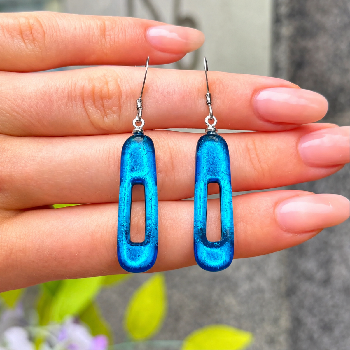 Turquoise Elongated Rectangles Drop Earrings | Watch This Space