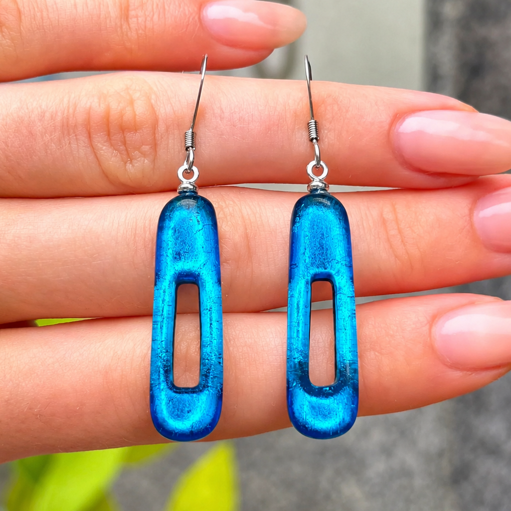 Turquoise Elongated Rectangles Drop Earrings | Watch This Space