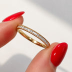 Brilliant and Baguette Cut Diamond 18ct Yellow Gold Half Eternity Ring | Size M ½