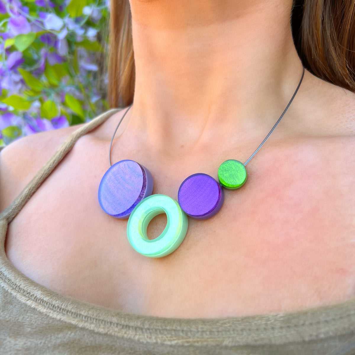 Pre-Order | Mint Green & Purple Circle Necklace | Watch This Space