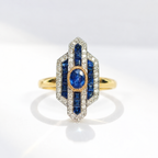 Sapphire and Diamond 18ct Yellow Gold Ring | Size N