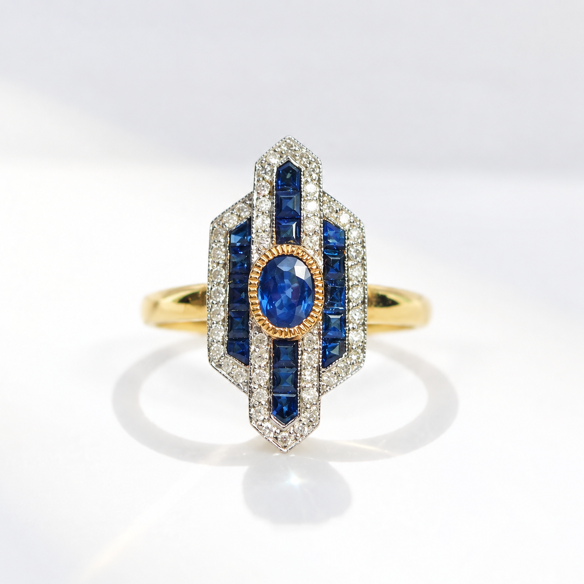 Sapphire and Diamond 18ct Yellow Gold Ring | Size N