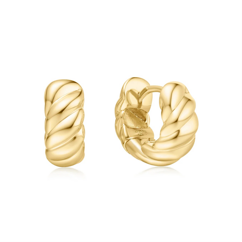 Ania Haie Gold Bold Texture Small Huggie Hoop Earrings