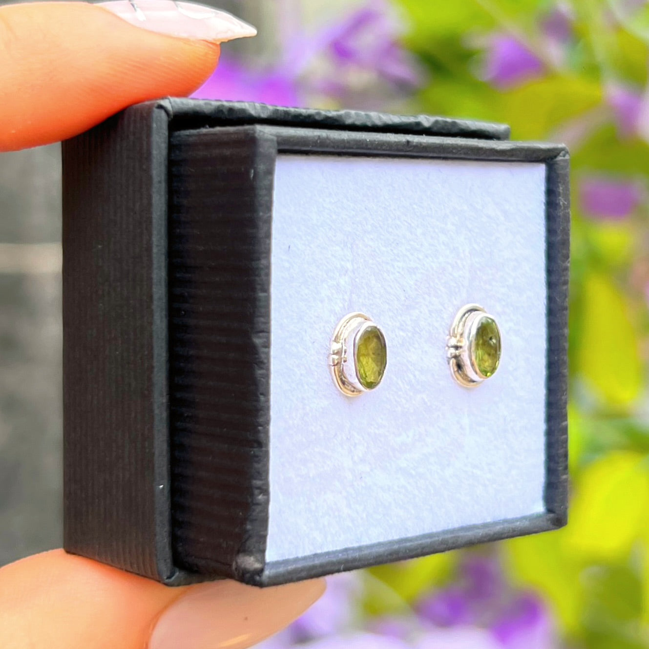 Simple Peridot Sterling Silver Stud Earrings