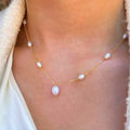 Pearl 9ct Gold Plated Chain Dainty Necklace