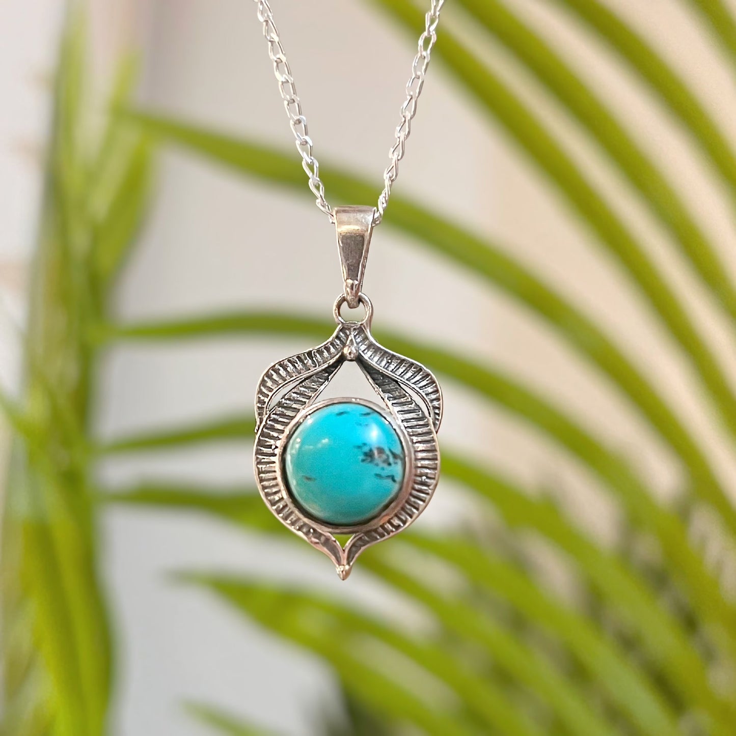 Sterling Silver Nature-Inspired Turquoise Necklace