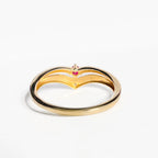 Vintage Ruby 9ct Yellow Gold Wishbone Stacking Ring | Size P
