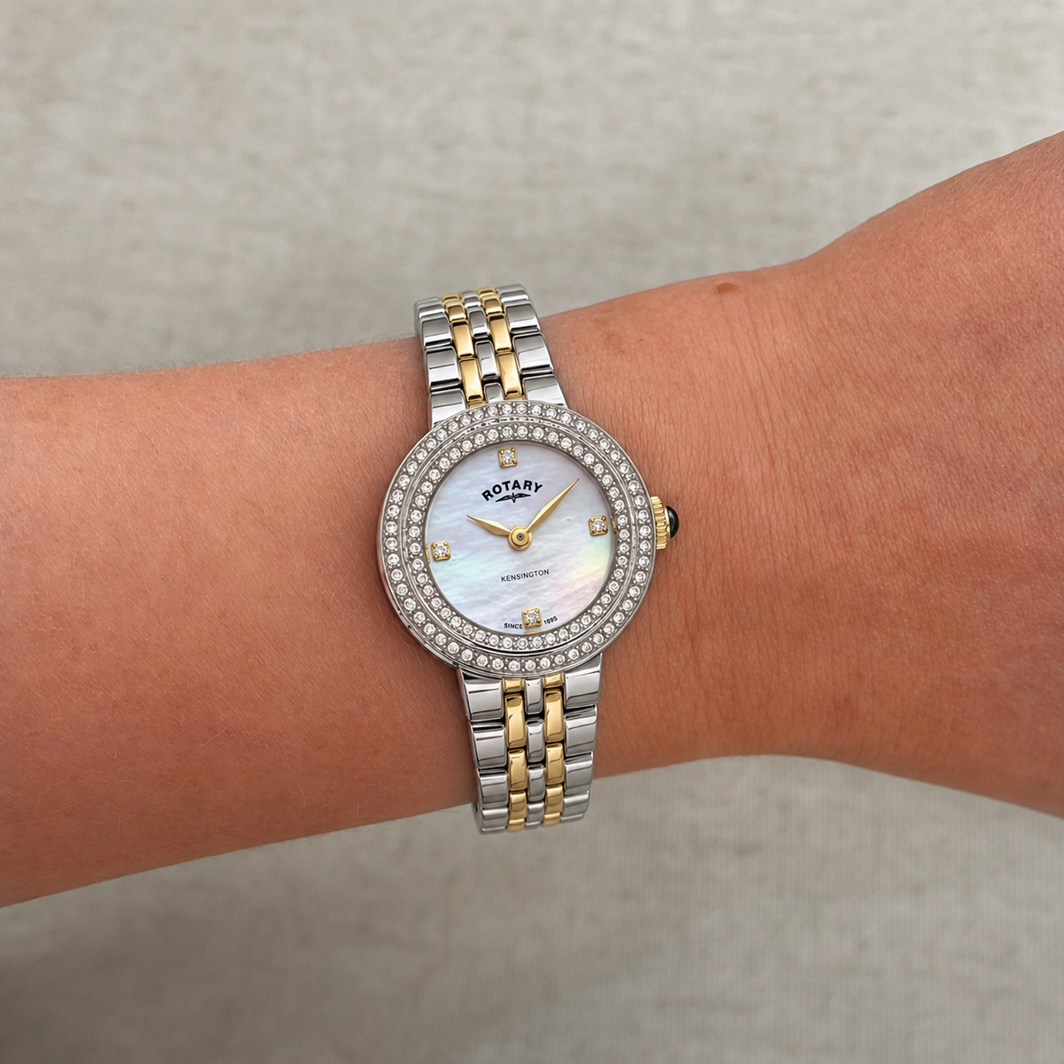 Rotary | Two-Tone Contemporary Crystal Set Watch | Ladies