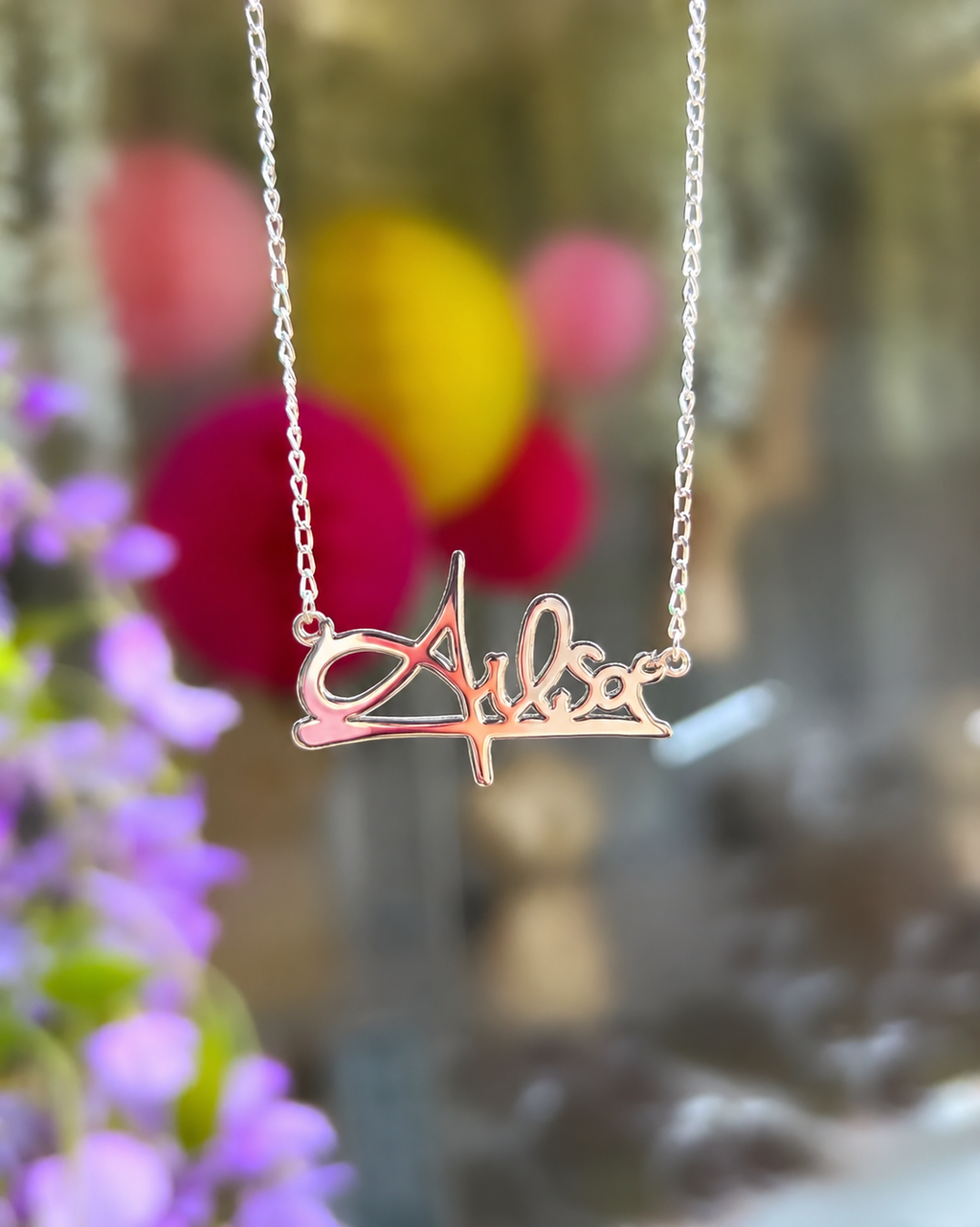 Personalised Sterling Silver Graffiti Name Dropper Necklace | Made to Order