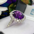 'The Elizabeth' Amethyst and Diamond 18ct White Gold Dress Ring | Size N ½