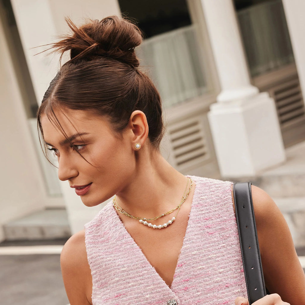 Gold Bezel Station Paper Clip Chain Necklace | Ania Haie