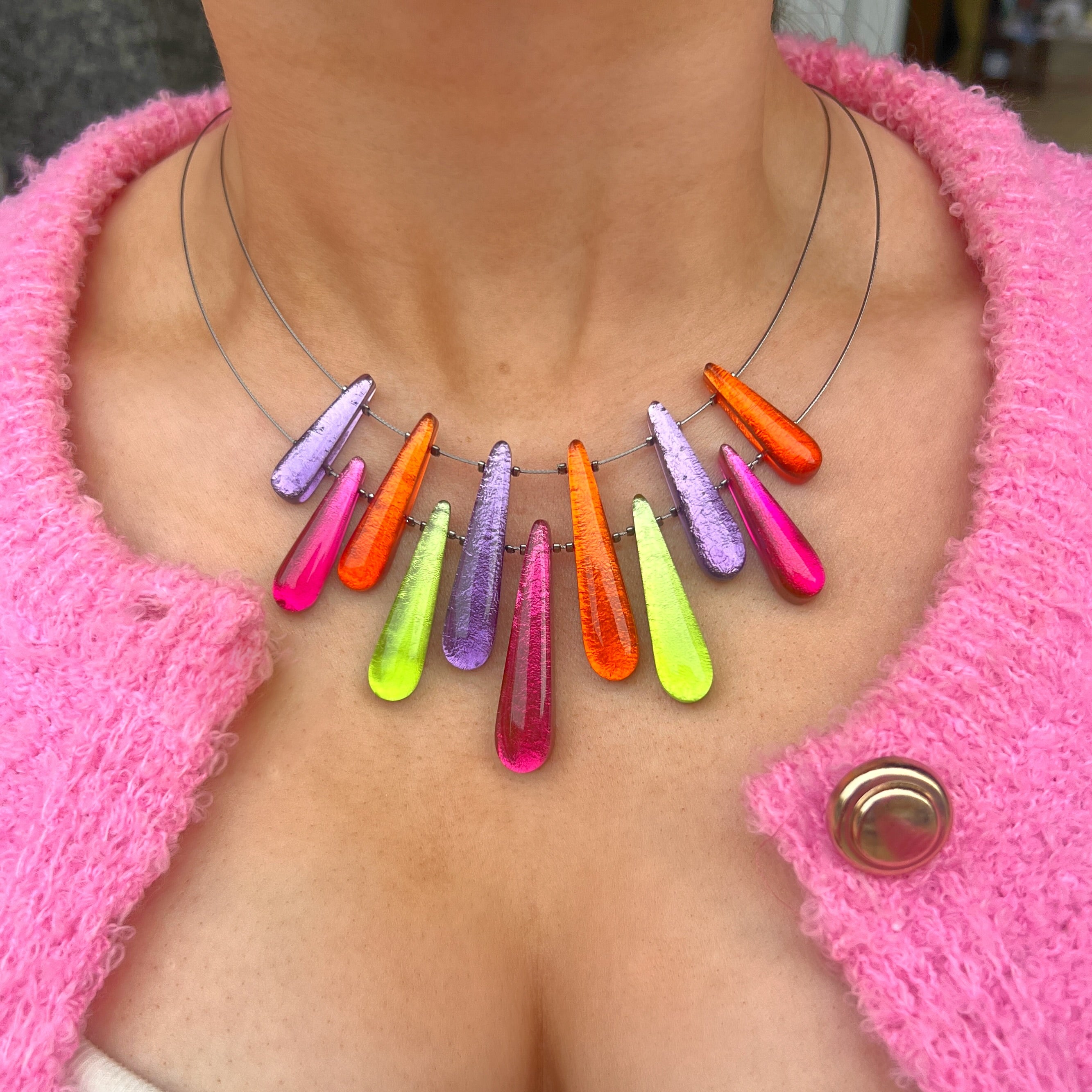 Pre-Order | Pink, Purple, Green & Orange Icicle Necklace | Watch This Space