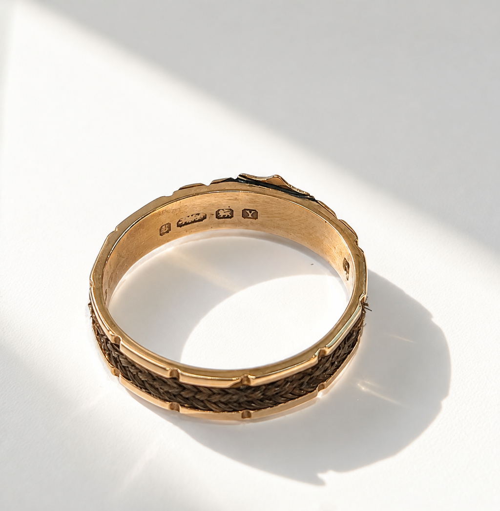 Antique Victorian Braided Hair 9ct Rose Gold Mourning Ring | Size P ½