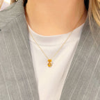 Citrine 9ct Yellow Gold Ginger Cat Dainty Necklace