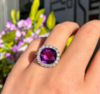 'The Elizabeth' Amethyst and Diamond 18ct White Gold Dress Ring | Size N ½