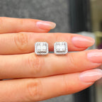 Square Diamond 9ct White Gold Stud Earrings