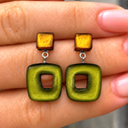 Pre-Order | Pistachio Hollow Square Drop Earrings | Watch This Space