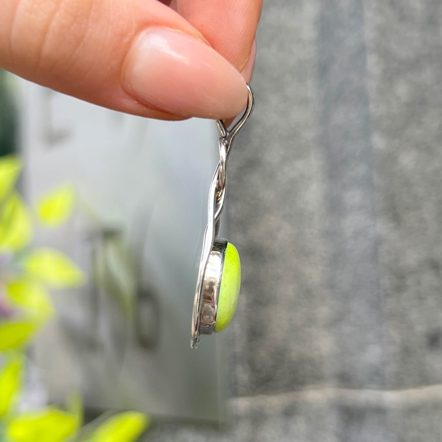 Sterling Silver Lime Green Gaspeite Pendant