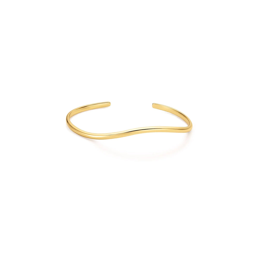 14ct Gold Plated Wave Cuff Bangle | Ania Haie