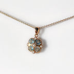 Aquamarine and Seed Pearl 9ct Yellow Gold Necklace