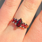 Vintage Garnet and Diamond 9ct Yellow Gold Dress Ring | Size N