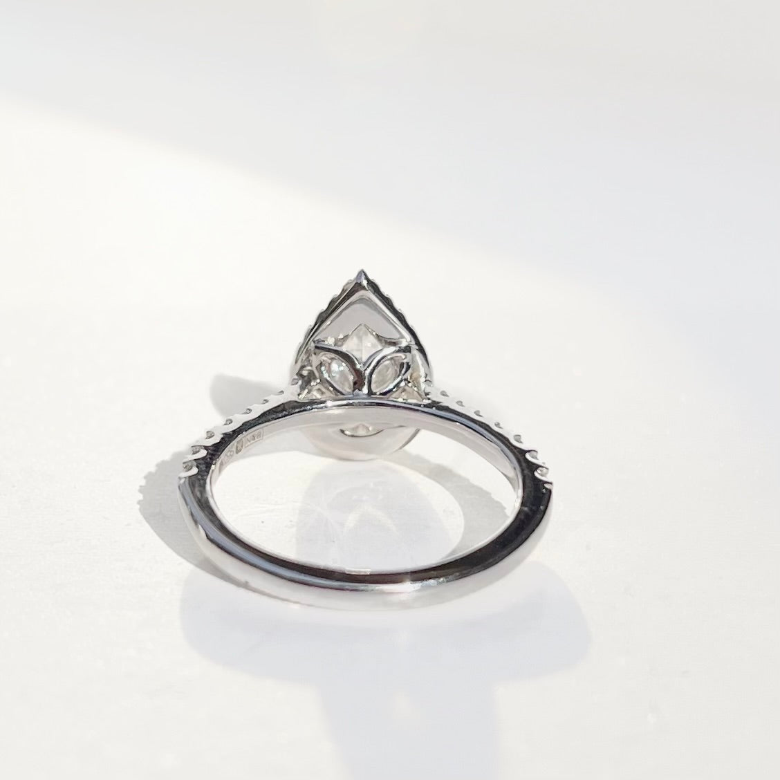 Classic Platinum Pear-Shaped LAB-GROWN Diamond Engagement Ring - Size N